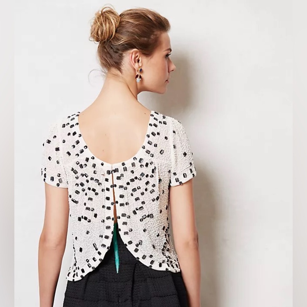 NWOT READ RARE Anthropologie Beaded Composition Top by Yumi Kim S - Picture 3 of 12